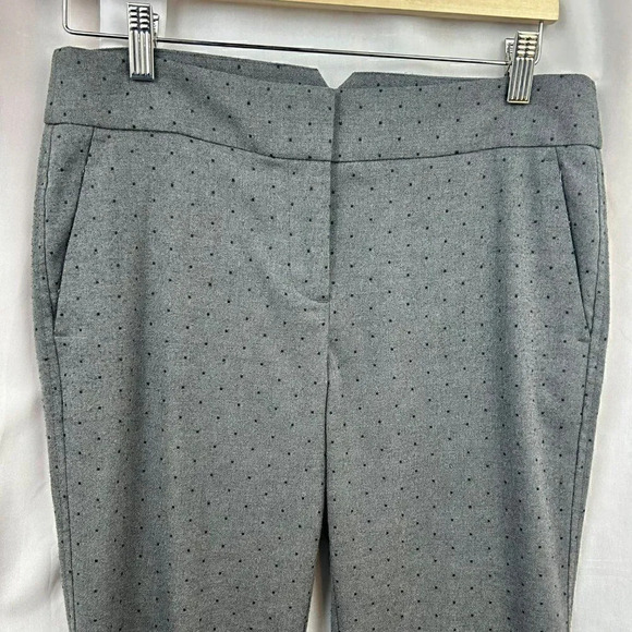 LOFT Pants, Marissa Fit, Straight, Cropped Ankle, Polka Dots, Gray Black, Size 6 - Picture 2 of 7